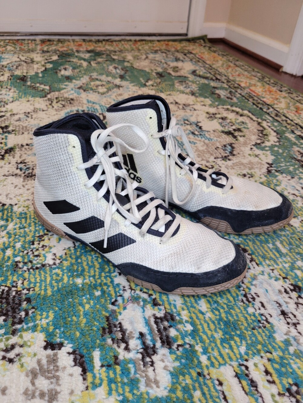Adidas Tech Fall 2.0 Black And White Wrestling Shoes, Size Mens 9